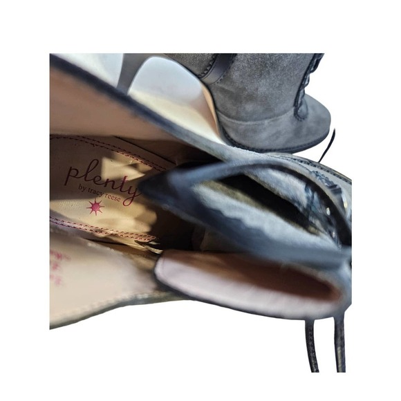 NEW Plenty Tracy Reese Dalida 36 Gray Lace Up Tassel Heel Academia Goth Leather - Picture 7 of 8